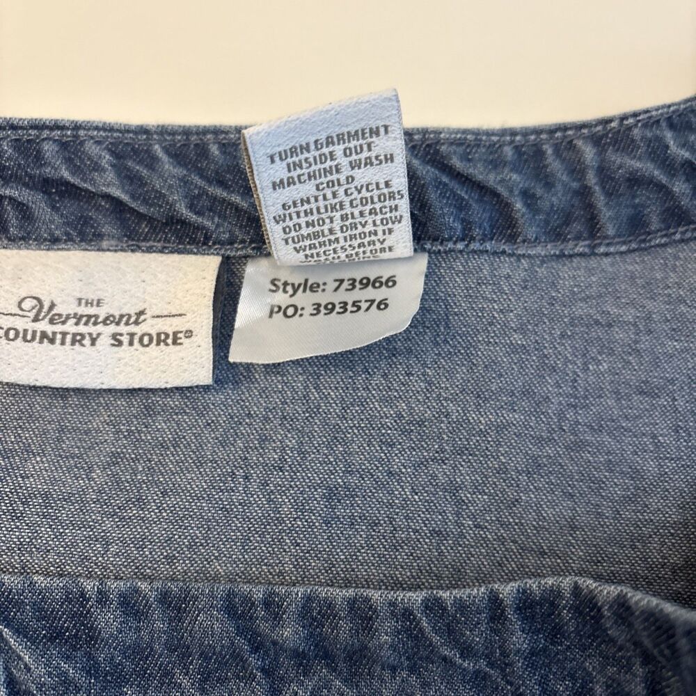 Vermont Country Store Women 100% Cotton Denim Dress XL Pockets Minimalist - Picture 4 of 7